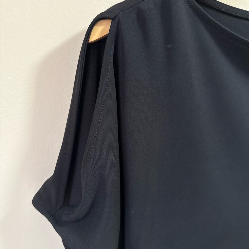 Lauren Ralph Lauren Black Short-Sleeve Cold-Shoulder Blouse Top Size Small Boat - Picture 5 of 8